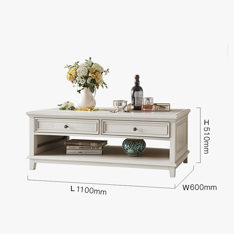 طاولة قهوة خشبي ابيض بتصميم كلاسيكي