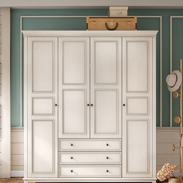 اشتري الان دولاب ملابس خشبي باللون الابيض كلاسيكي | بيوت