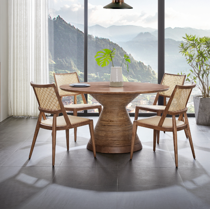 تصفح الان طاولة طعام مستديره خشبي عالية الجودة | بيوت