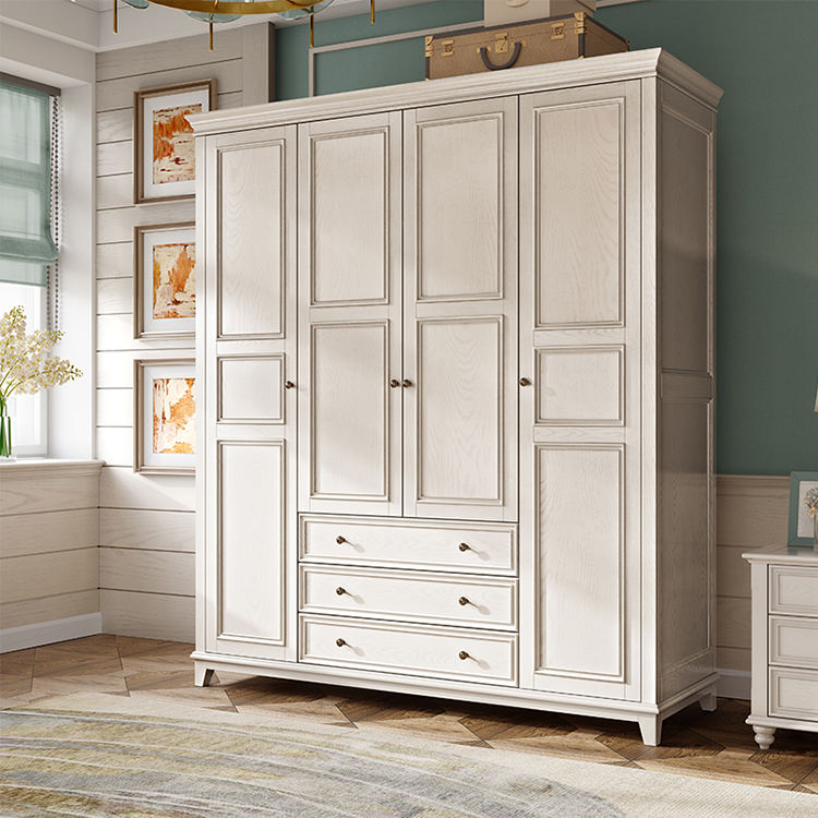 اشتري الان دولاب ملابس خشبي باللون الابيض كلاسيكي | بيوت