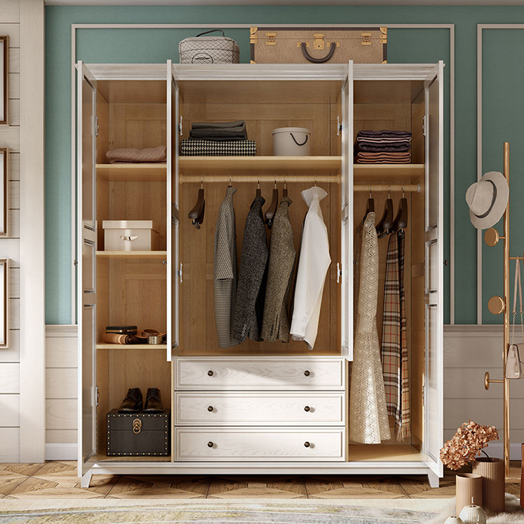 اشتري الان دولاب ملابس خشبي باللون الابيض كلاسيكي | بيوت