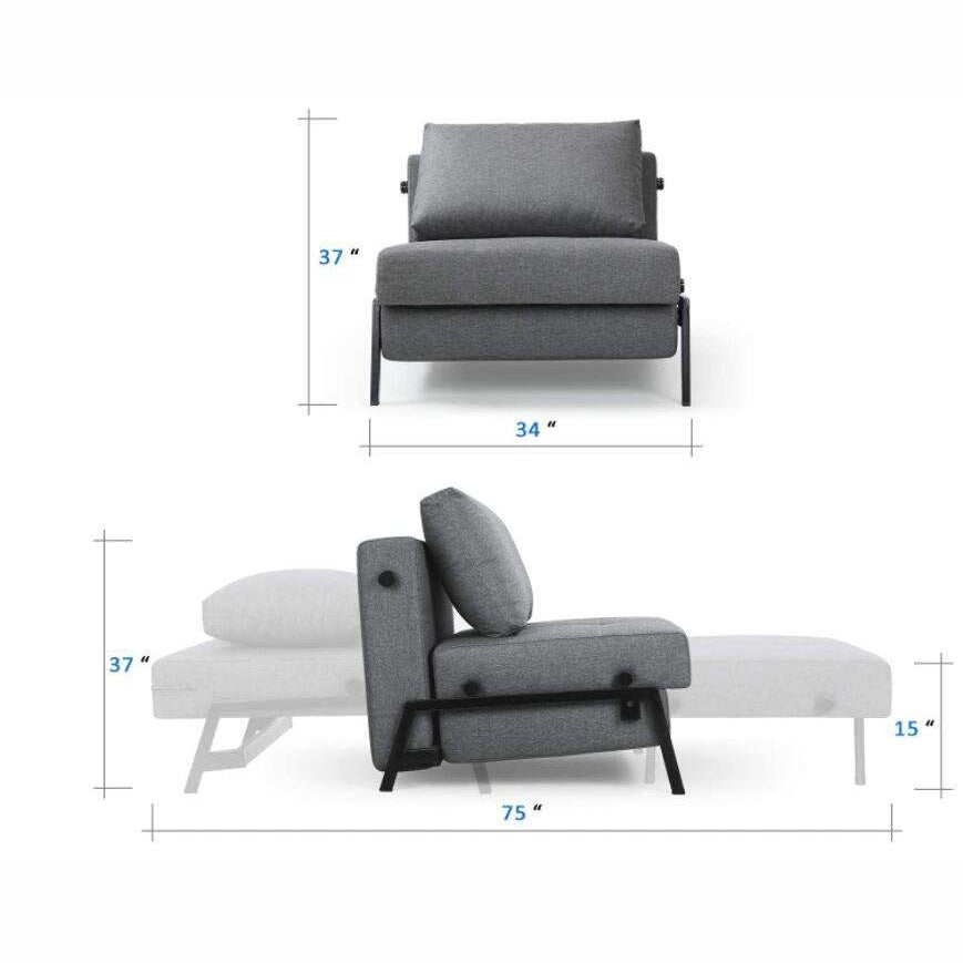 كرسي رمادي سرير من الحديد