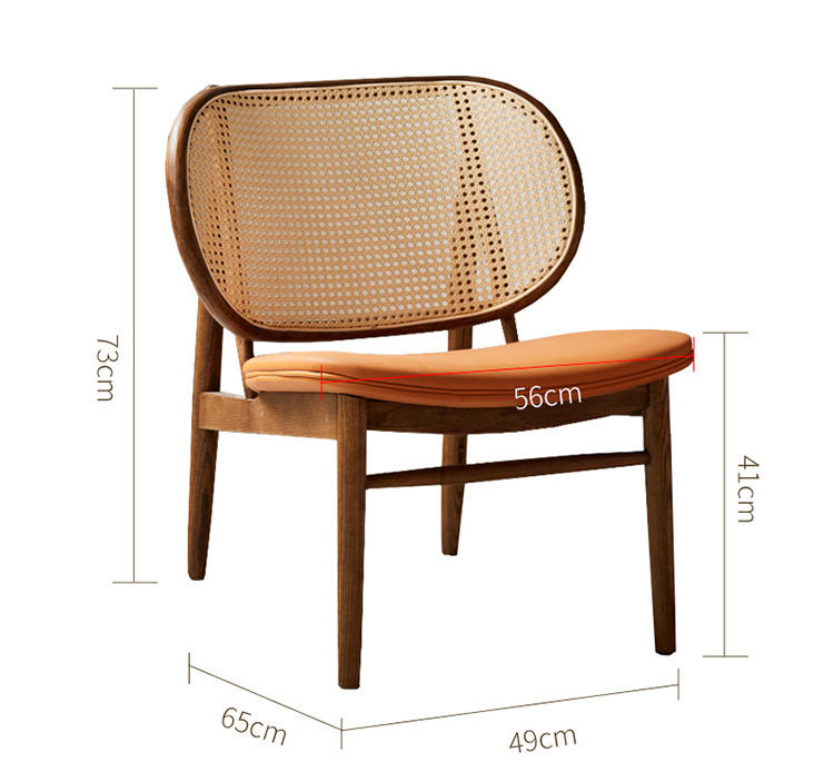 كرسي بضهر روطان من خشب فاخر و بمقعد جلد