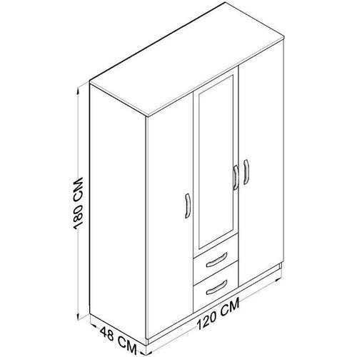دولاب يتكون من 3 وحدات تخزين علاقة ملابس و 3 ارفف مع مراه