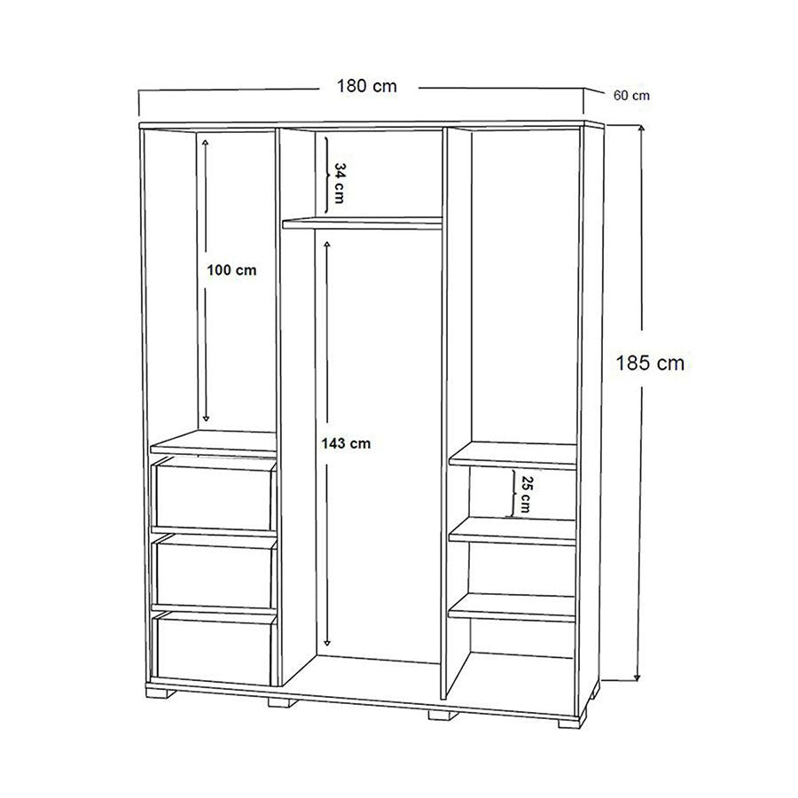 دولاب من ارفف و علاقة ملابس و ادرج