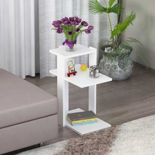 طاولة جانبية مزودة ب 2 أرفف مفتوحة