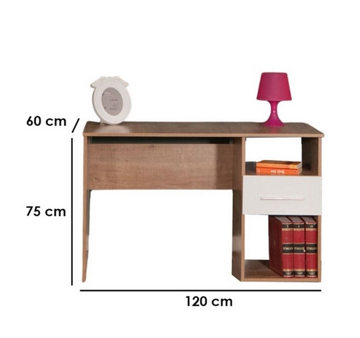 مكتب يحتوي علي 2 أرفف جانبية مفتوحة و درج واحد مغلق