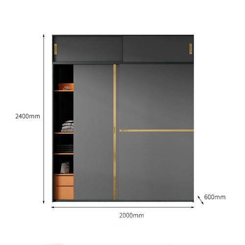 خزانة ملابس بخزانة علوية من الخشب