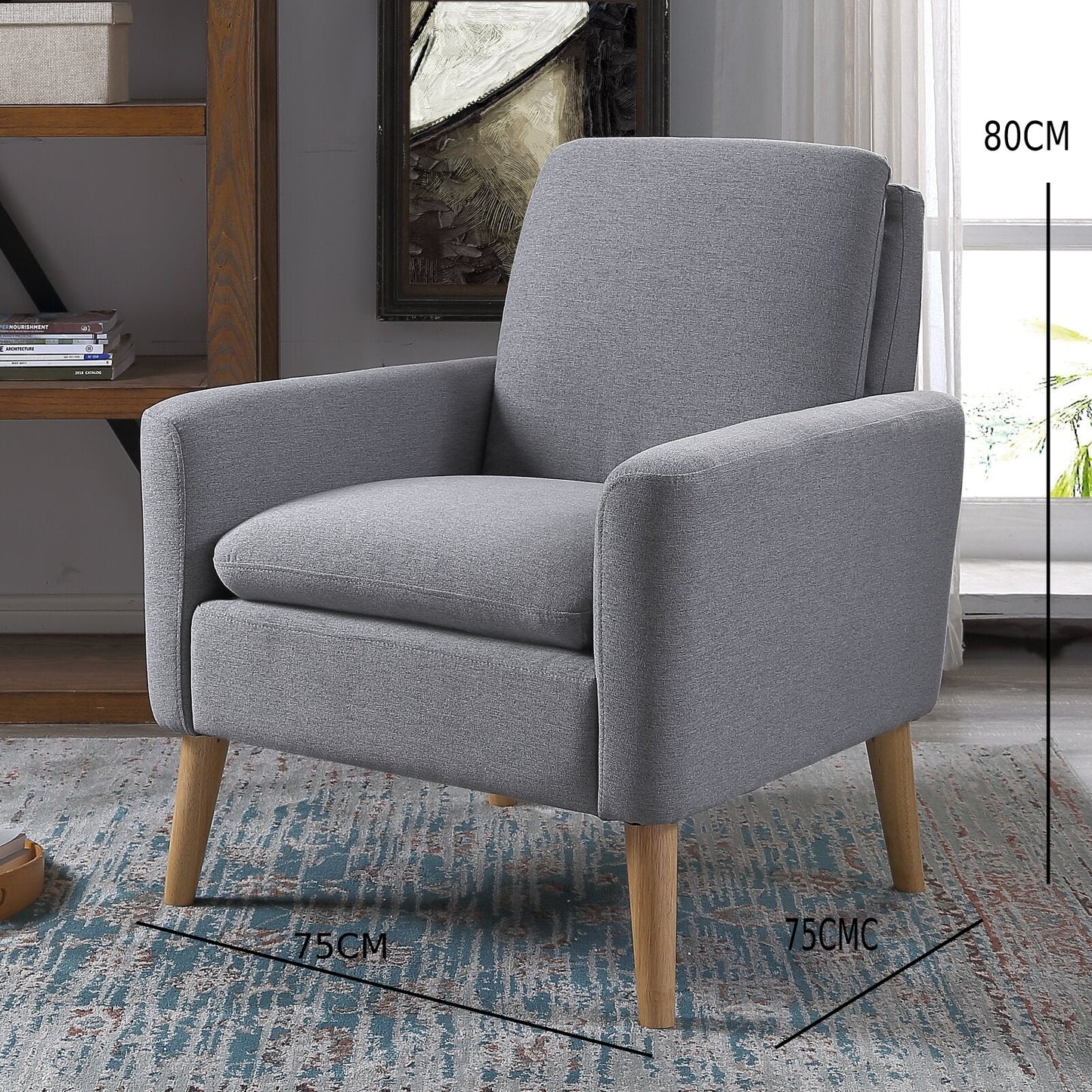 كرسي كنب خشبي رمادي