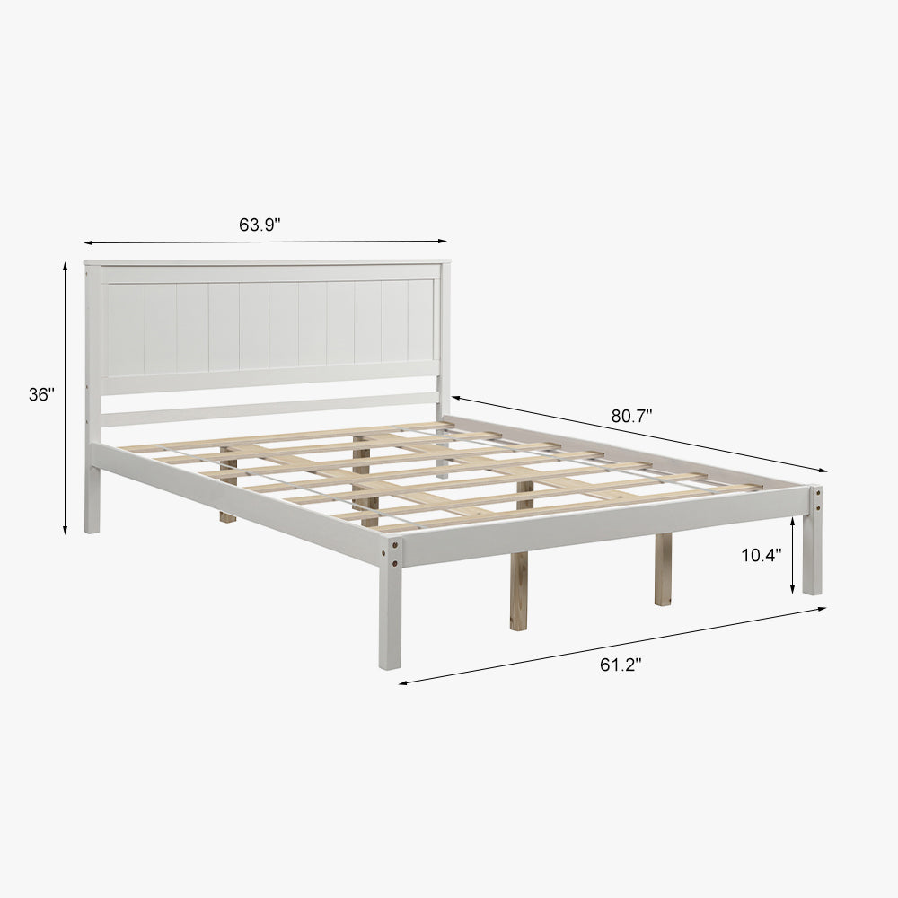 اشتري الان سرير نوم خشبي بتصميم بسيط باللون ابيض | بيوت