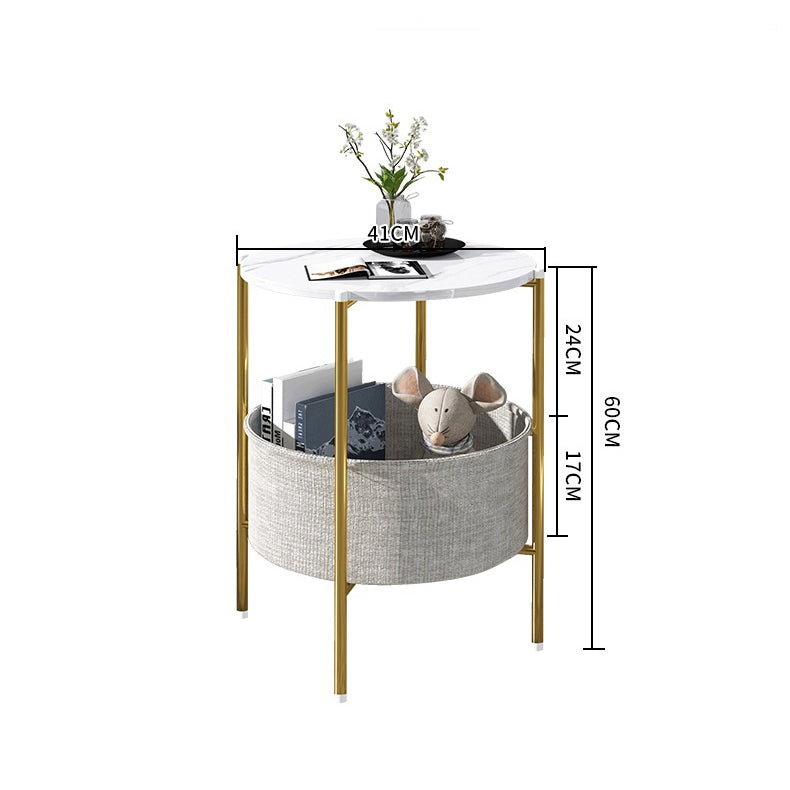 طاولة جانبية بأرجل معدنية بسطح ابيض