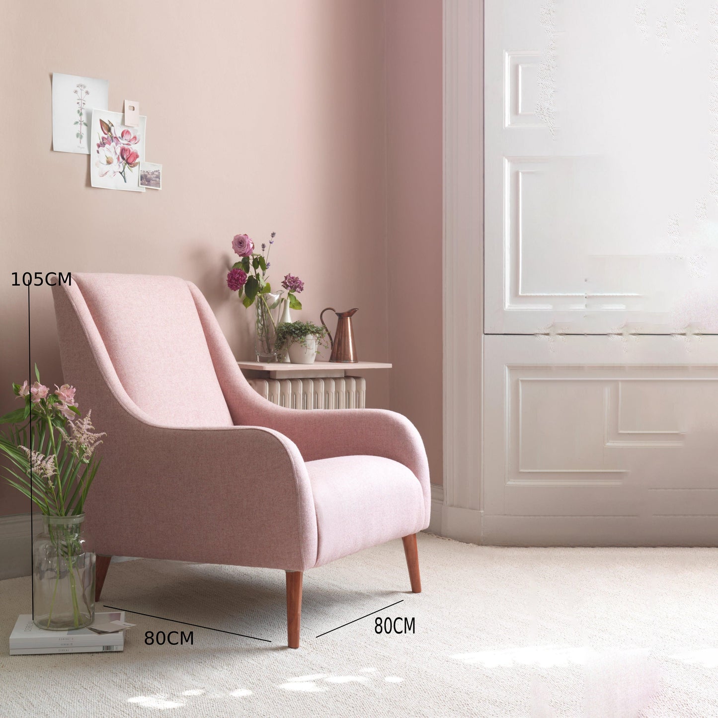 كرسي كنب من خشب وردي