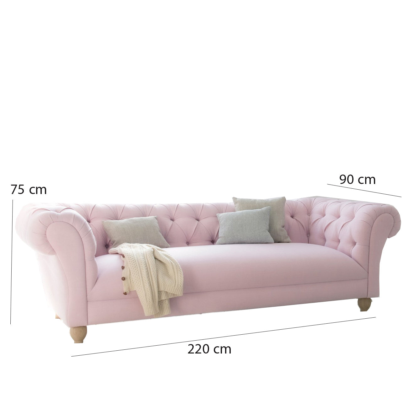 كنبه ثلاثية وردي