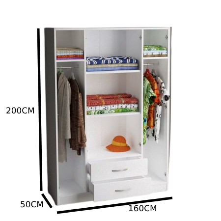 دولاب مفتوح بارفف مساحات مختلفه و ادرج