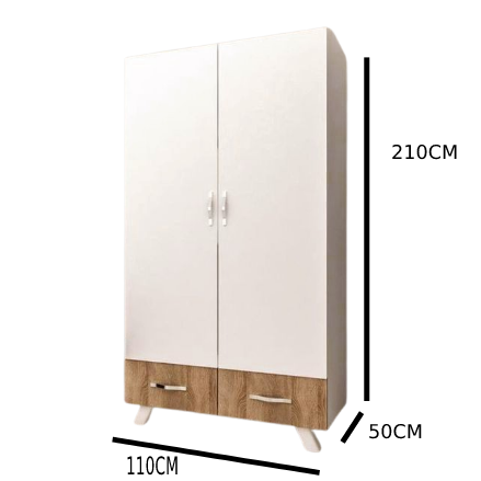 دولاب ب 2 باب و 6 ارففب 2 درج و علاقة ملابس