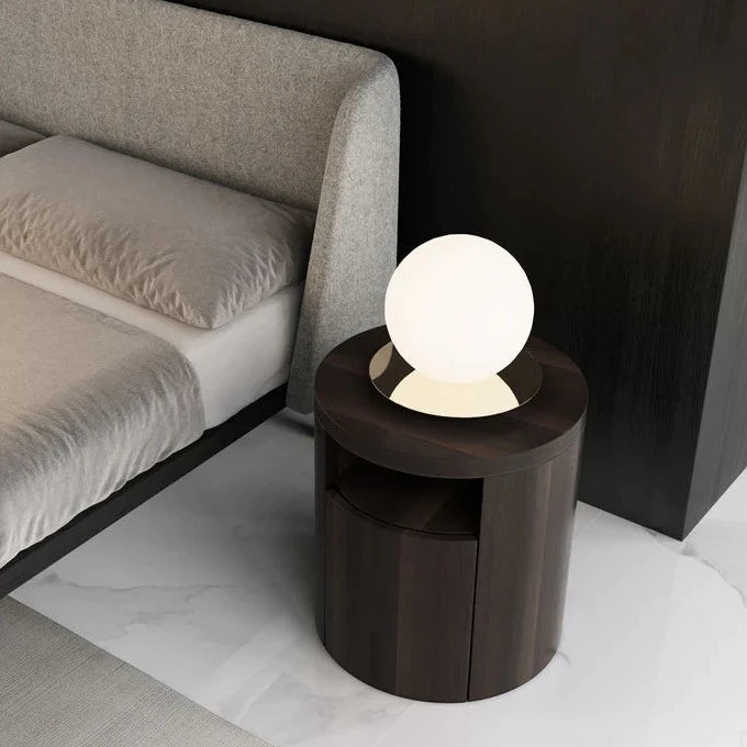 طاولة جانبية دائرية بدرج تخزين وتصميم حديث