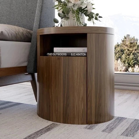 طاولة جانبية دائرية بدرج تخزين وتصميم حديث