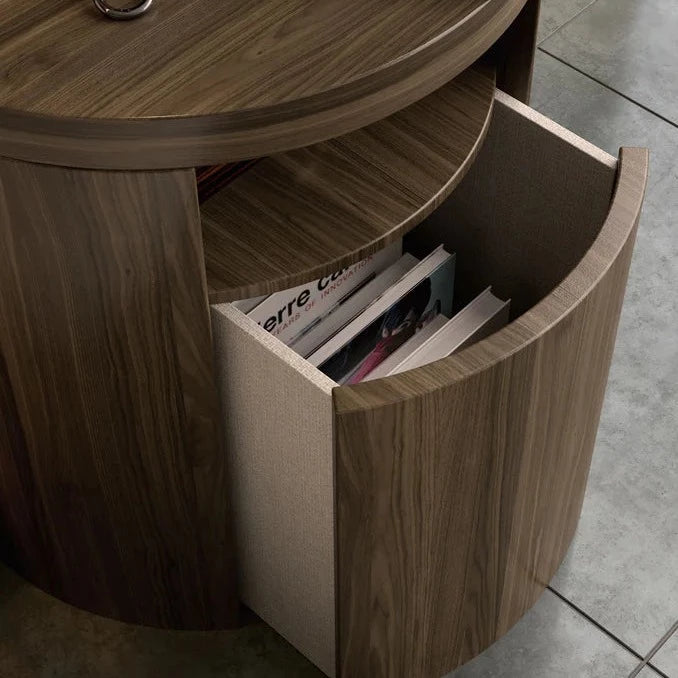 طاولة جانبية دائرية بدرج تخزين وتصميم حديث