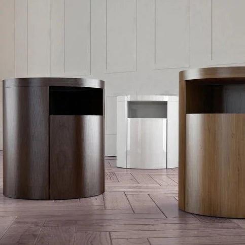 طاولة جانبية دائرية بدرج تخزين وتصميم حديث