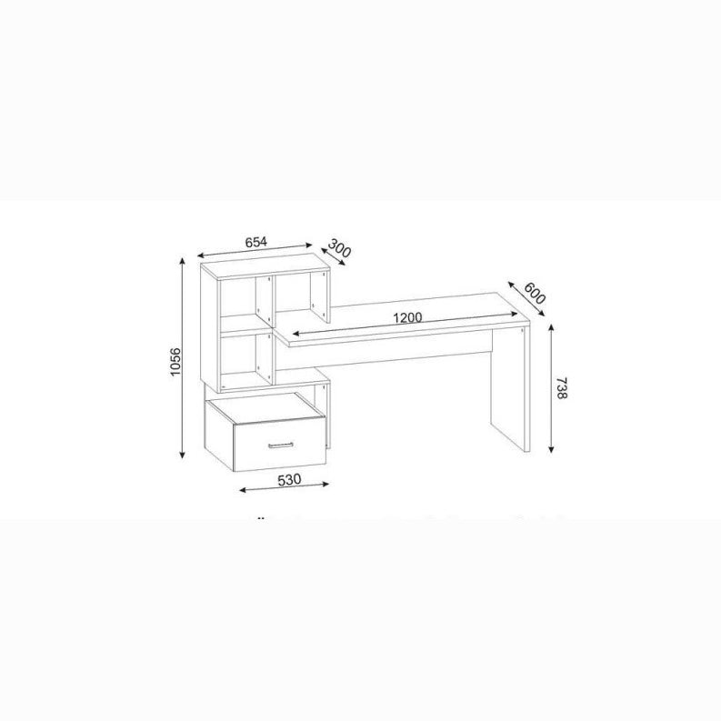 مكتب بدرج و ارفف كتب