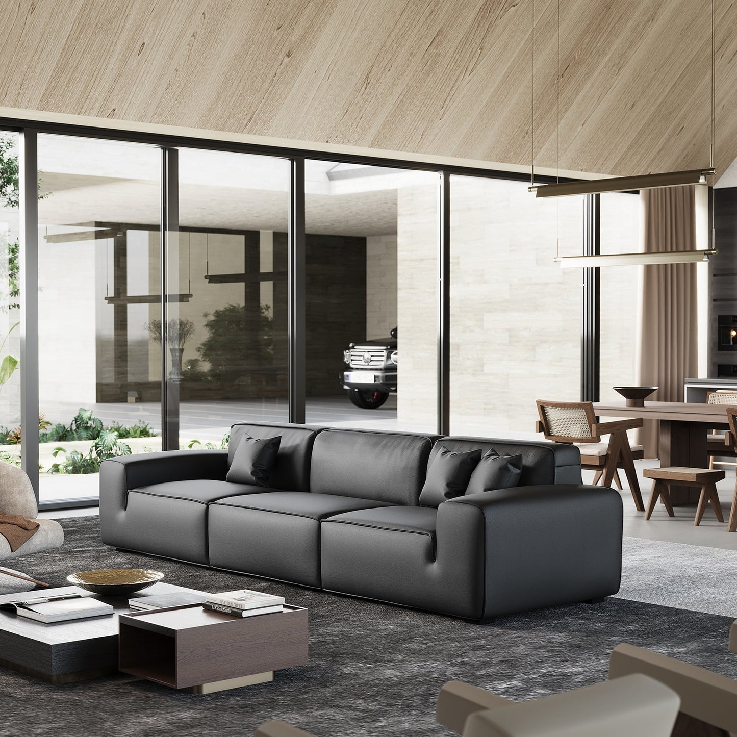 اريكة جلد بتصميم عصري