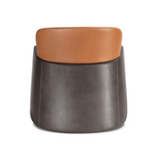 Bucket brown/gray armchair with low headrest