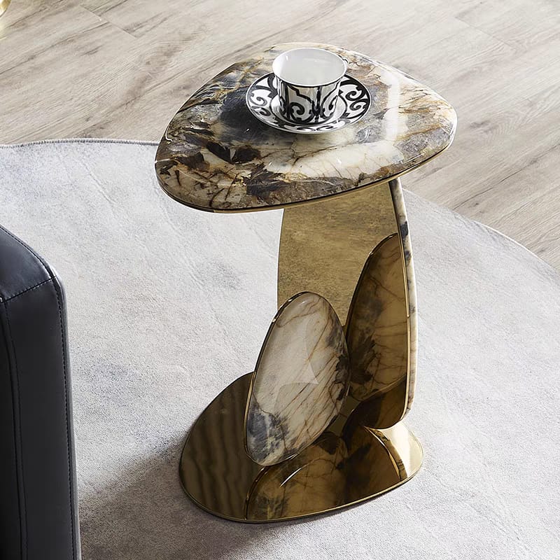 Golden Marble Accent Side Table