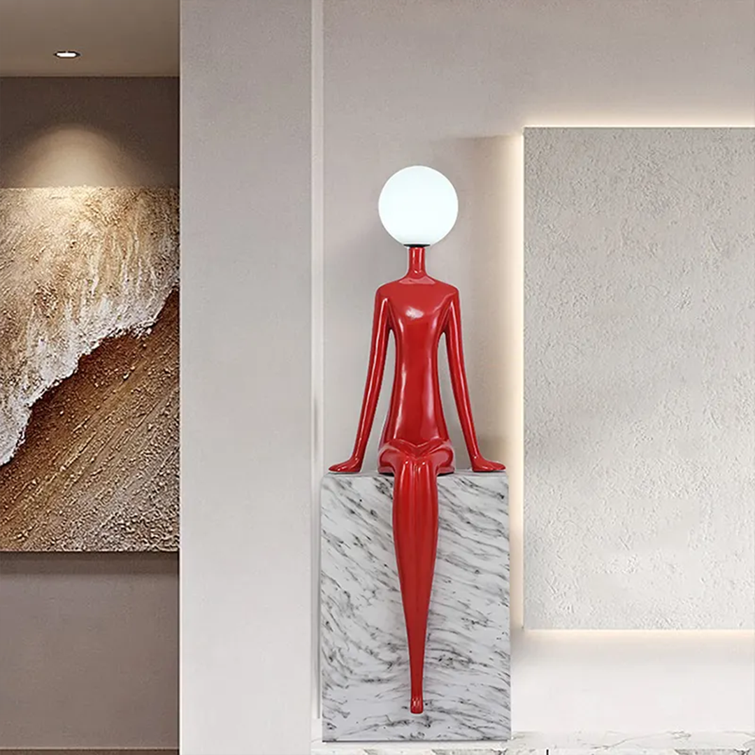 مصباح نحت من الألياف الزجاجية على شكل إنسان