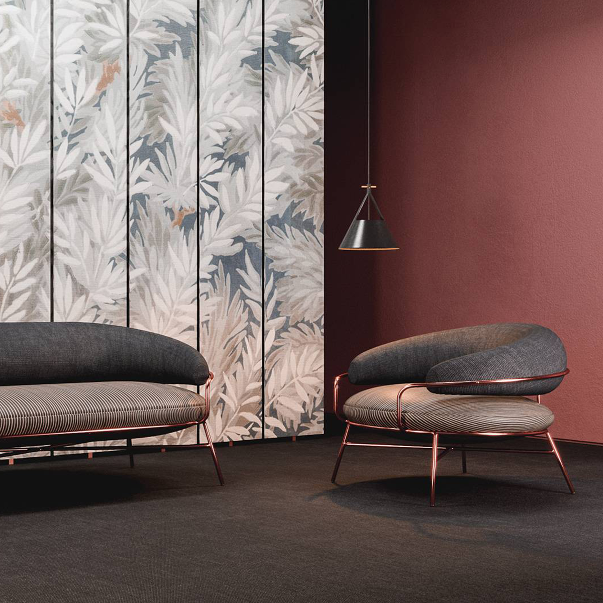 كرسي معدني بتصميم دائري