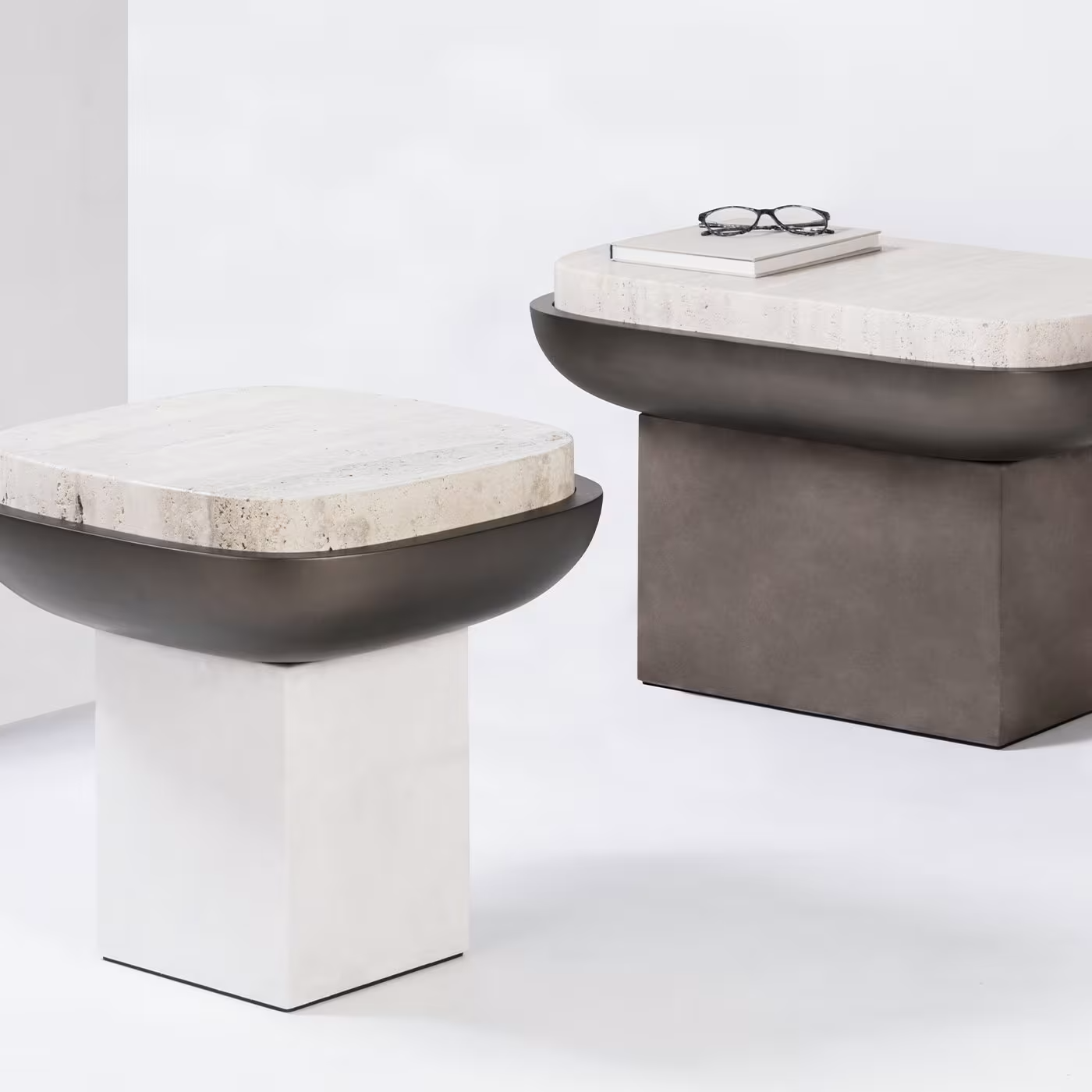 Olympia travertine square side table