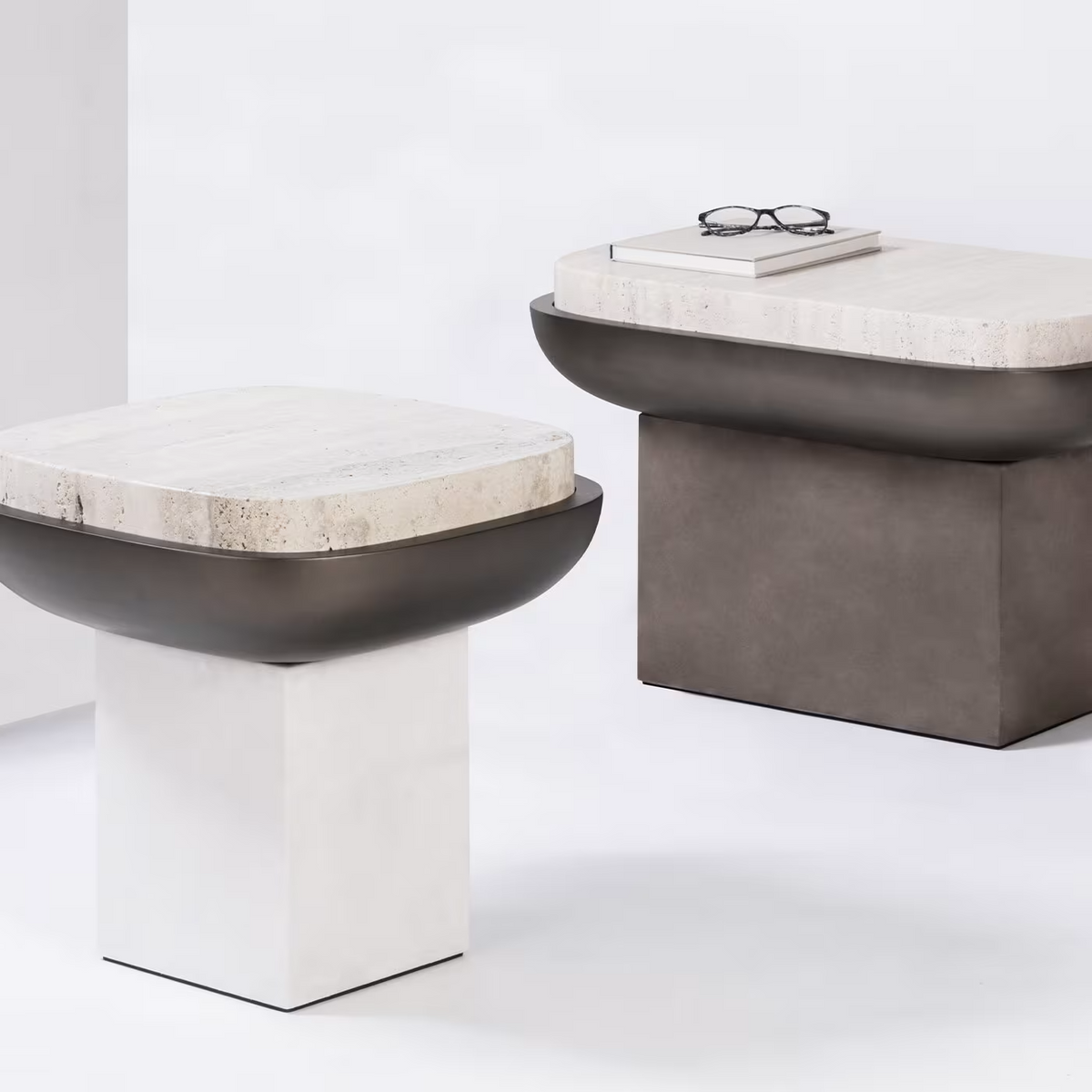 Olympia travertine square side table