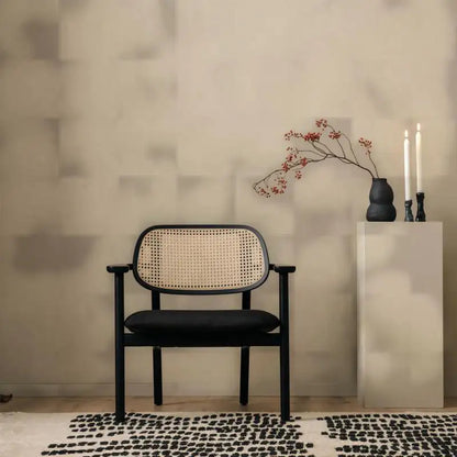 كرسي بذراعين خشبي و ضهر روطان