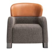 Bucket brown/gray armchair with low headrest