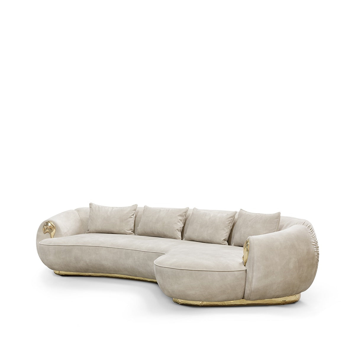 NEBET Luxurious Large Sofa in Gold Leather