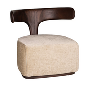 Moby dick beige fabric-covered armchair