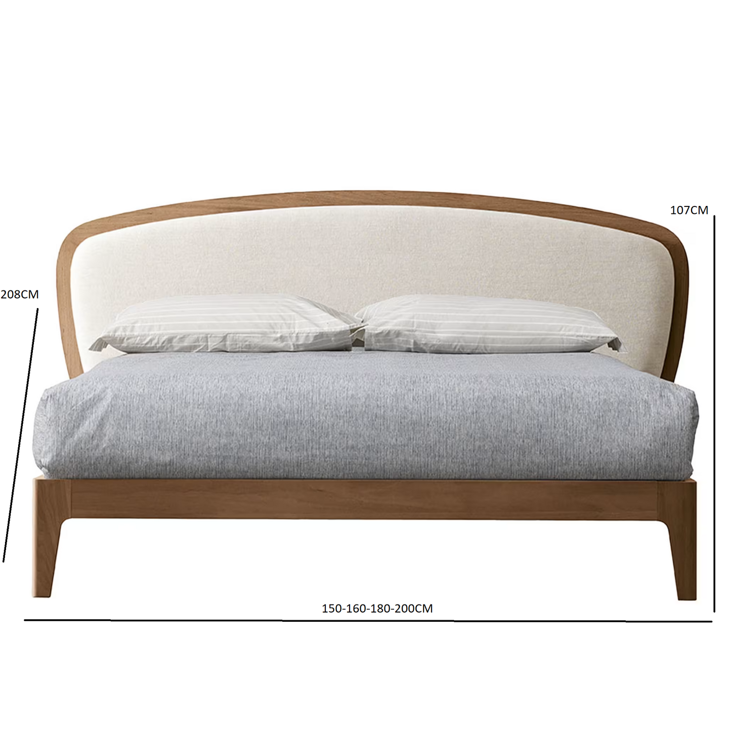 سرير من الخشب مع تنجيد فاخر