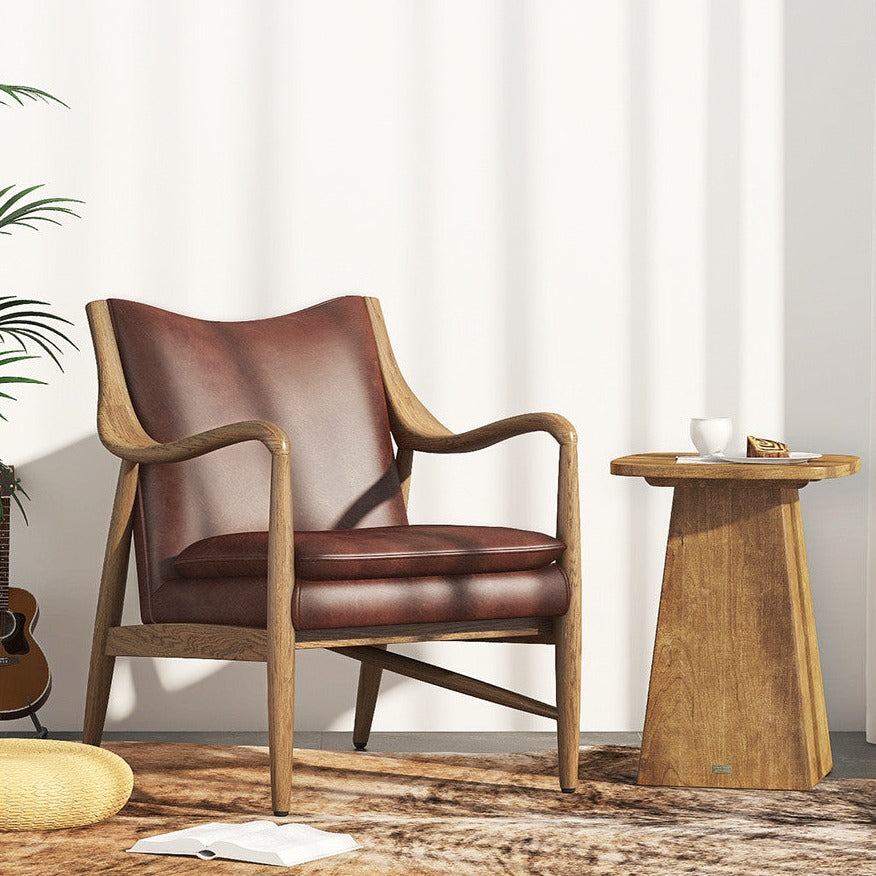 تصفح الأن كرسي استرخاء تصميم خشبي وجلد اونلاين | بيوت