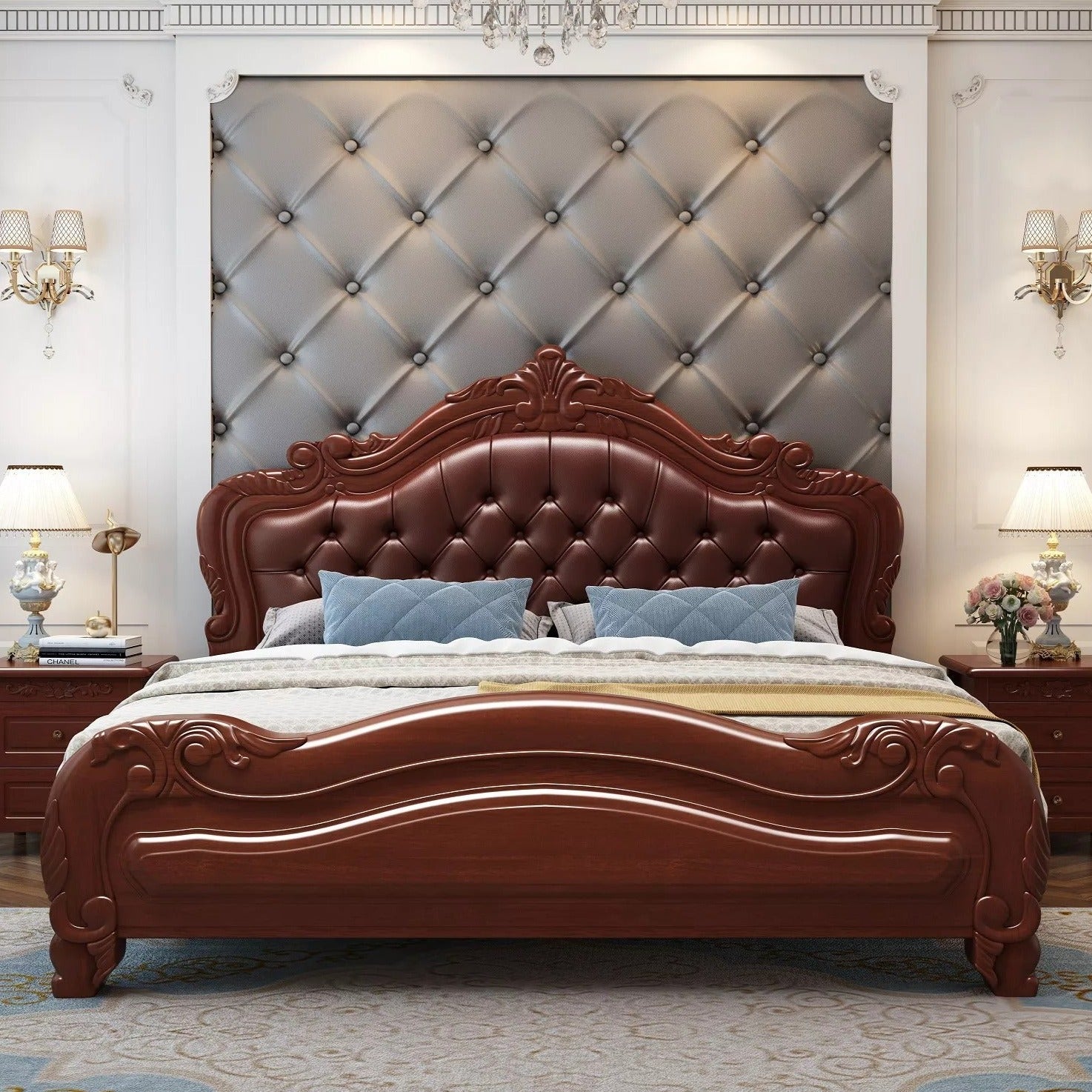 اشتري الان سرير نوم تصميم عتيق فاخر خشبي اونلاين | بيوت