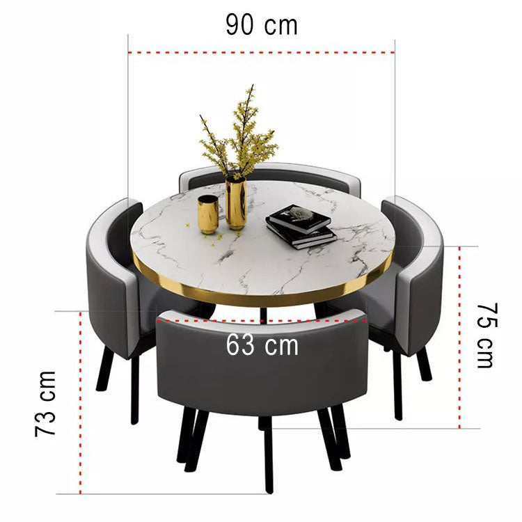 طاولة طعام دائرية رخام مع 4 كراسي تصميم عصري اونلاين | بيوت