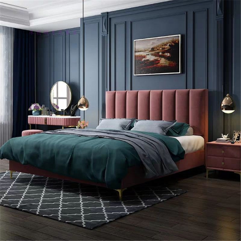 تصفح الان سرير نوم مخملي بتصميم عصري فاخر اونلاين | بيوت