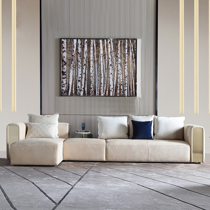 أريكة تصميم جلدي فاخر باللون الكاكي اونلاين من منصة | بيوت