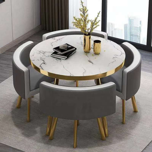 طاولة طعام دائرية رخام مع 4 كراسي تصميم عصري اونلاين | بيوت – Beyooot..بيوت