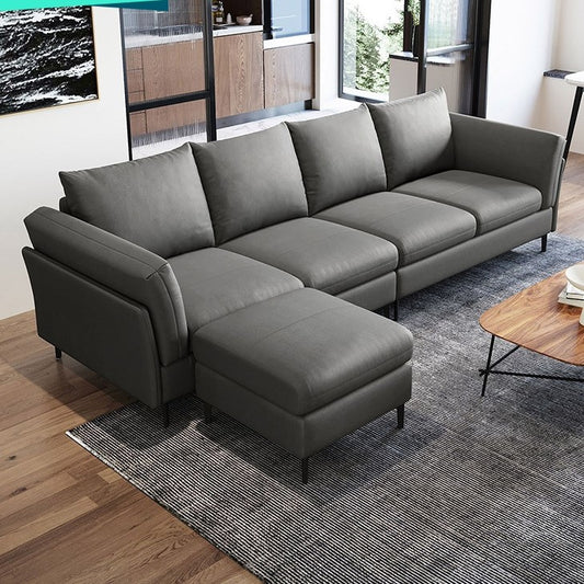 كنبة زاوية من الجلد والخشب الزان عالي الجودة من منصة | بيوت