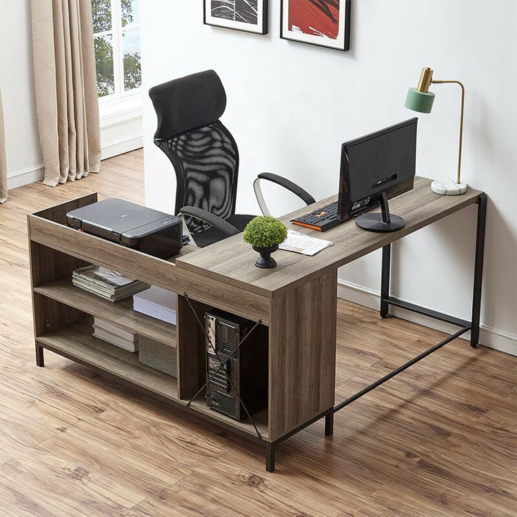 مكتب خشبي بأرجل معدنيه