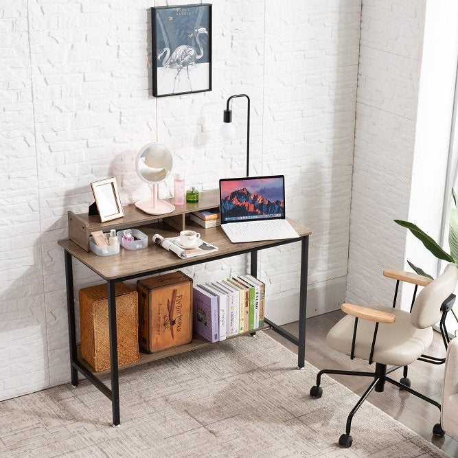 مكتب بسيط بارجل معدني و سطح خشبي