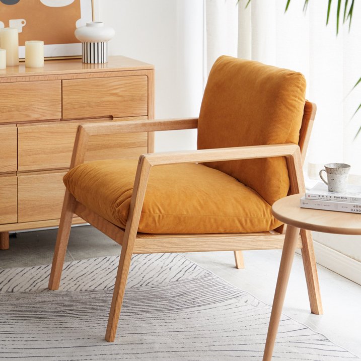 متوفر الأن كرسي استرخاء خشبي بمسند باللون البرتقالي | بيوت