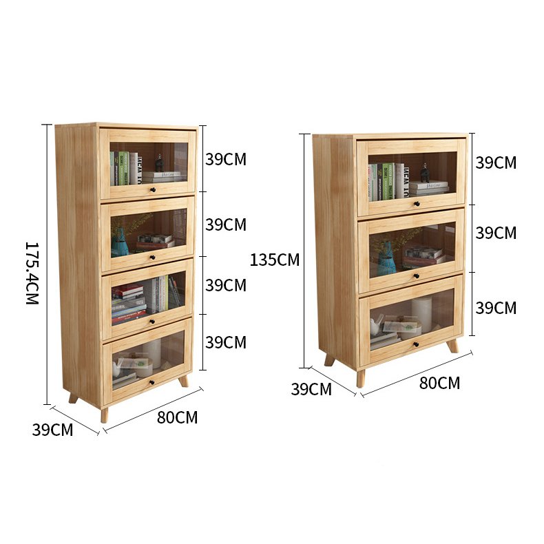 مكتبة كتب تصميم خشبي بأبواب
