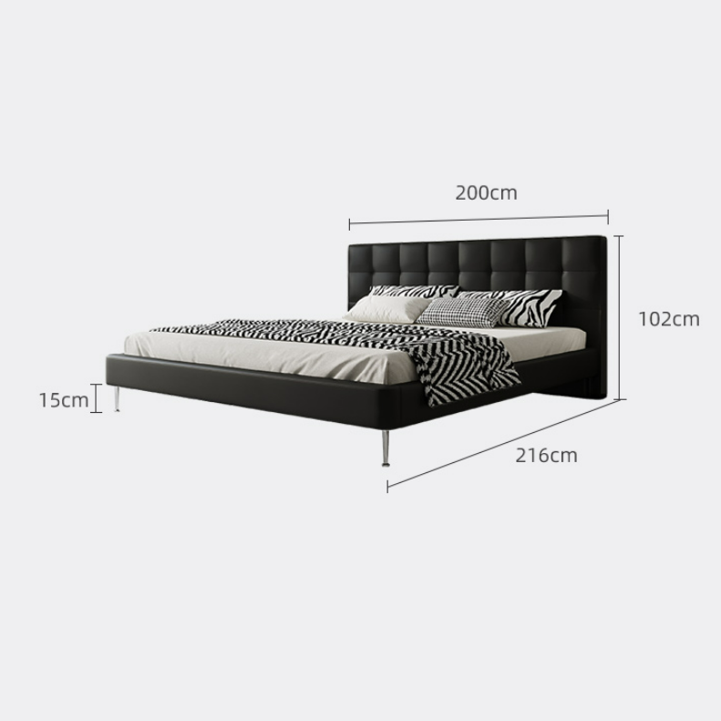 تصفح الان سرير نوم جلد كابتونية حديث باللون الأسود | بيوت