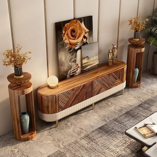 طاولة تلفاز بتصميم كلاسيكي من الخشب