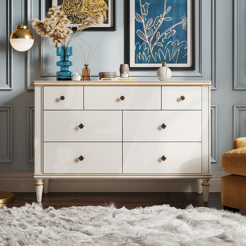وحدة ادراج ابيض بتصميم كلاسيكي